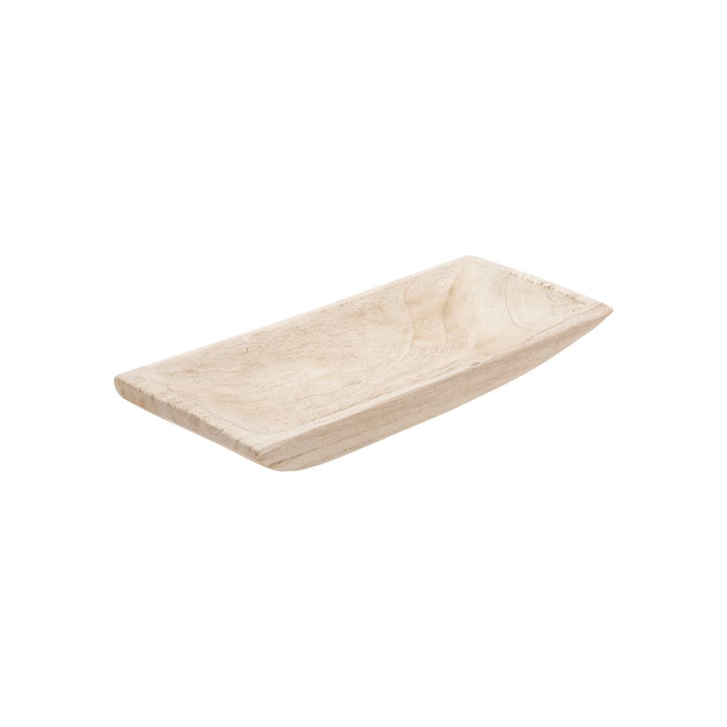 White 15/20 in. Wooden Rectangular Coastal Trays (Set of 2)