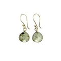 Gold Plated Earrings with Semi-Precious Stone - Prehnite