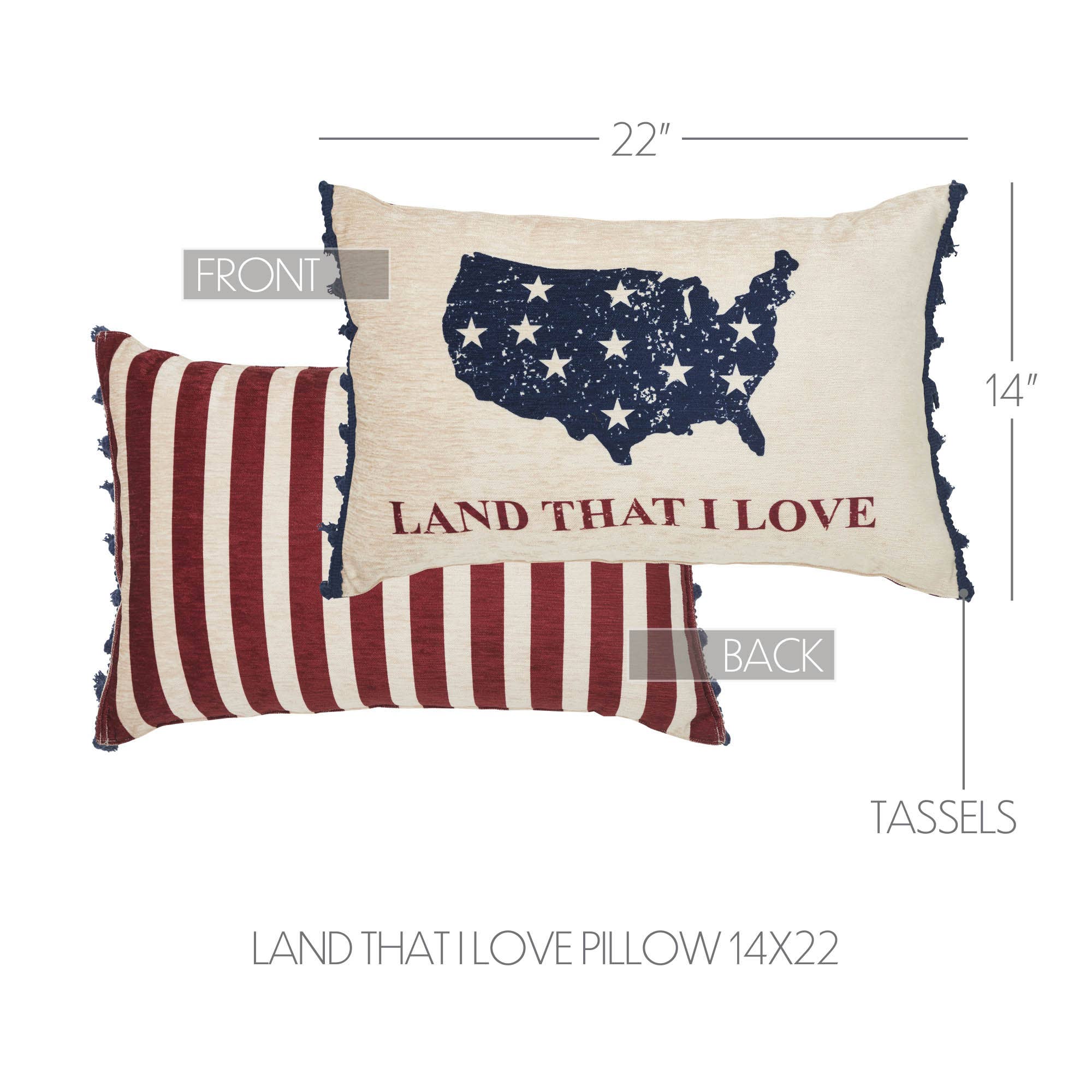 Patriotic Land That I Love Chenille Pillow - 14x22