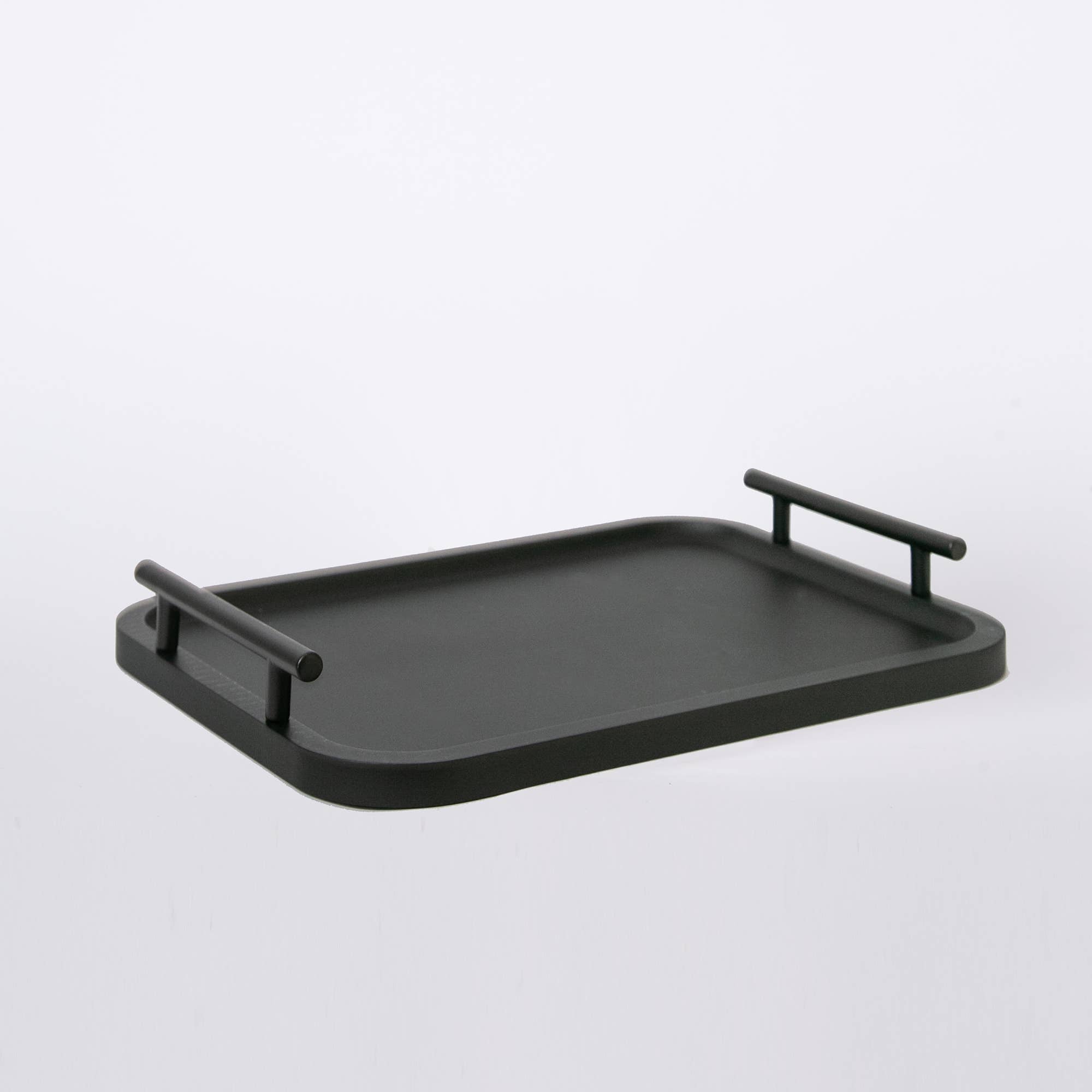 Black Wood Tray with Handles