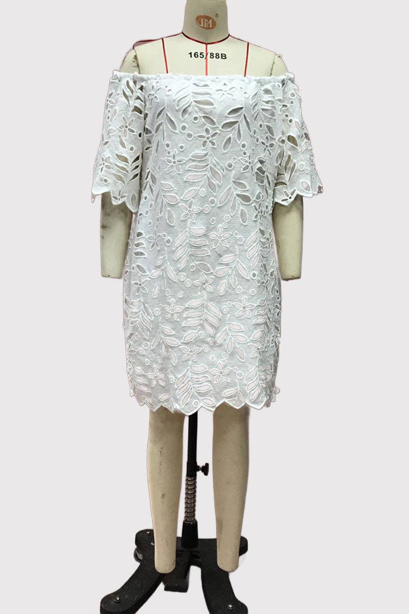Off-Shoulder Lace Casual Dress