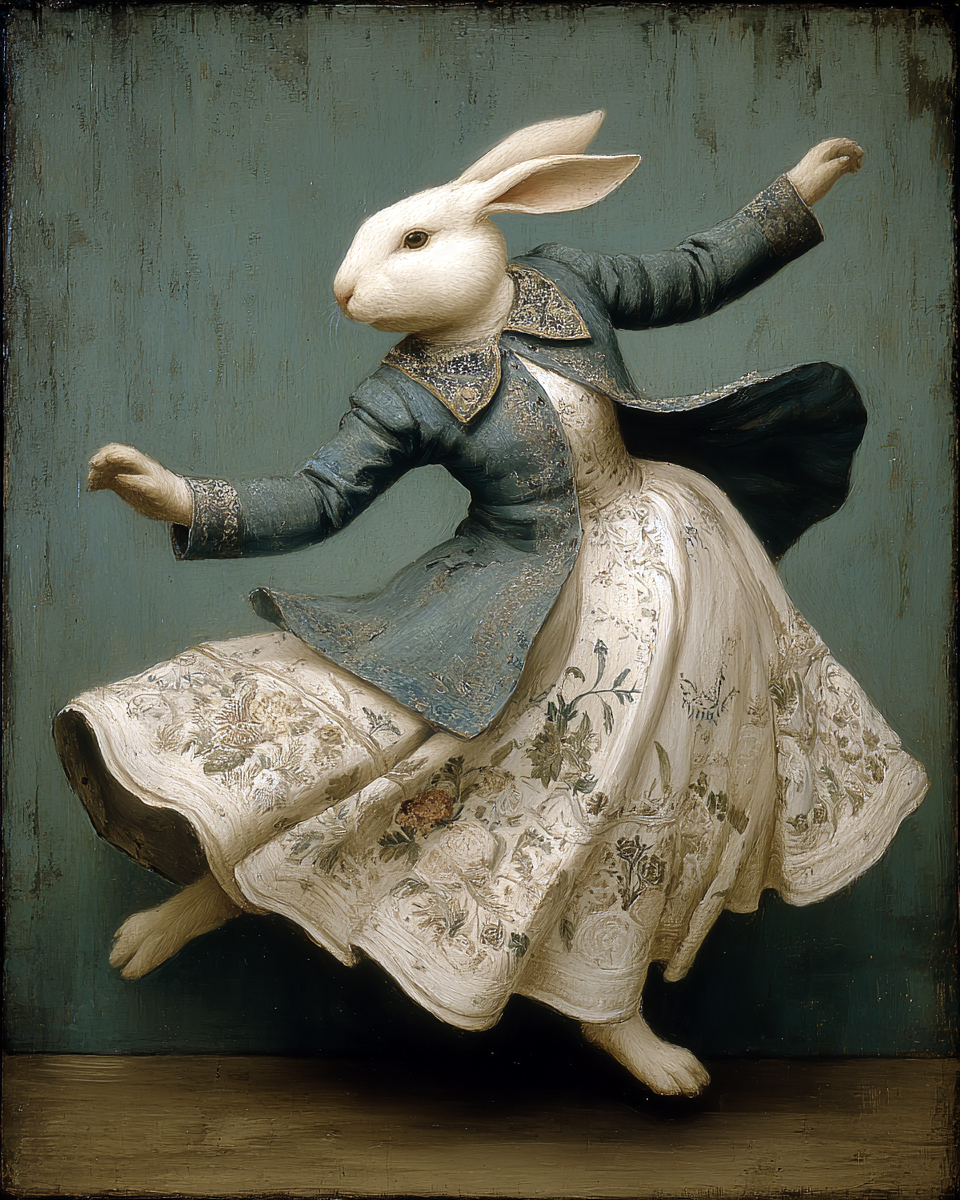 Vintage Rabbit Dancing Art Print