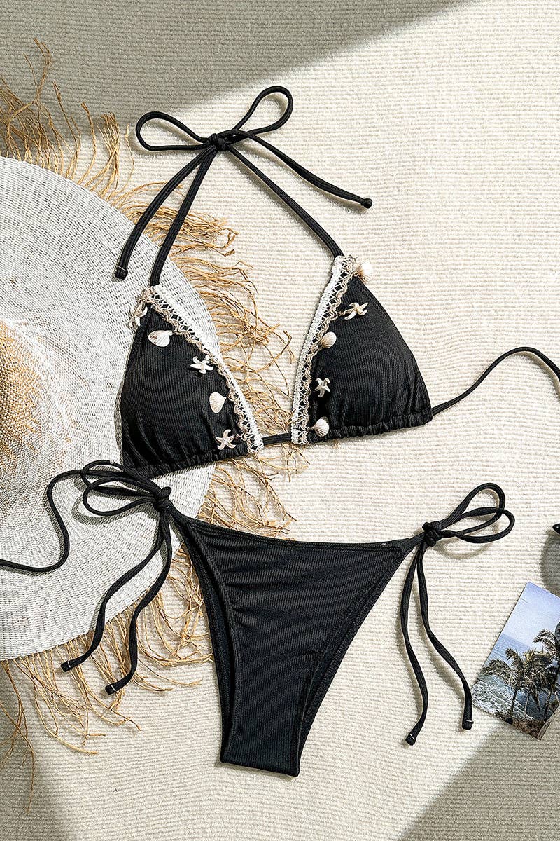 Shell Embellished Bikini Set