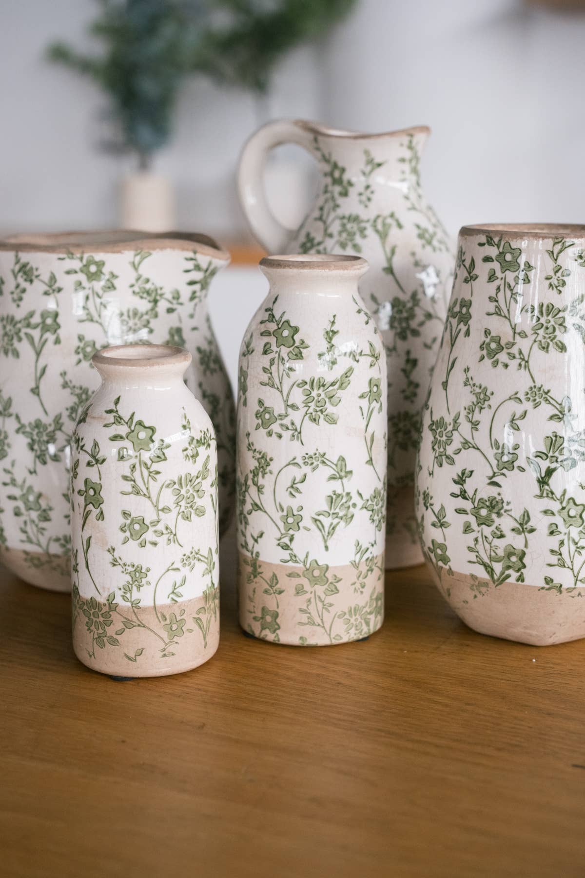 Cottage Bloom Short Green Floral Bud Vase