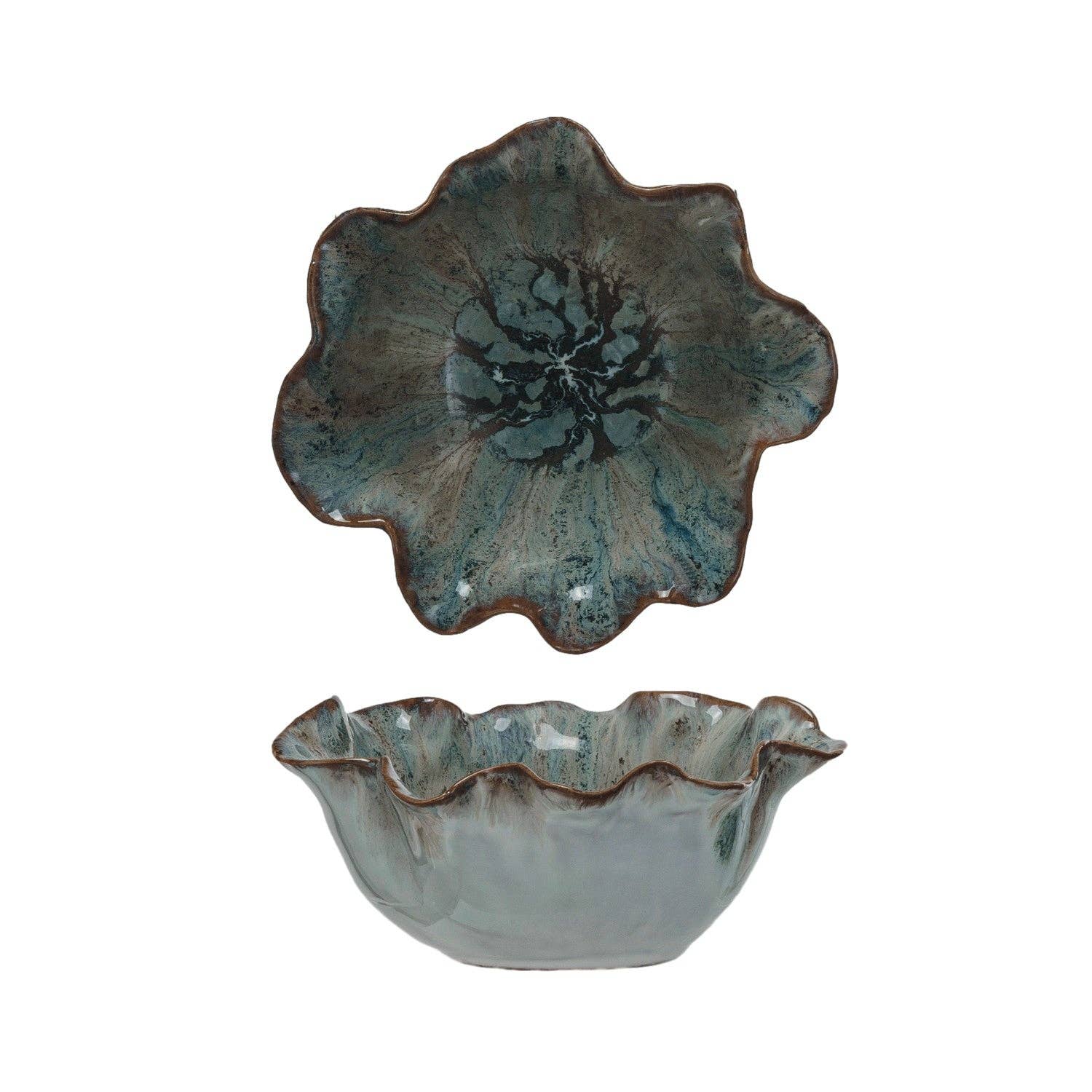 Ruffled Stoneware Bowl￼
