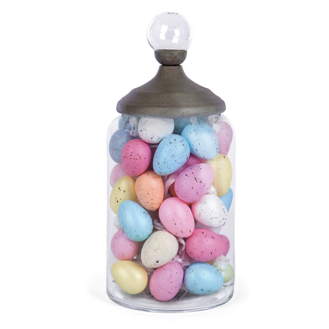 RD GLASS JAR W/METAL LID
