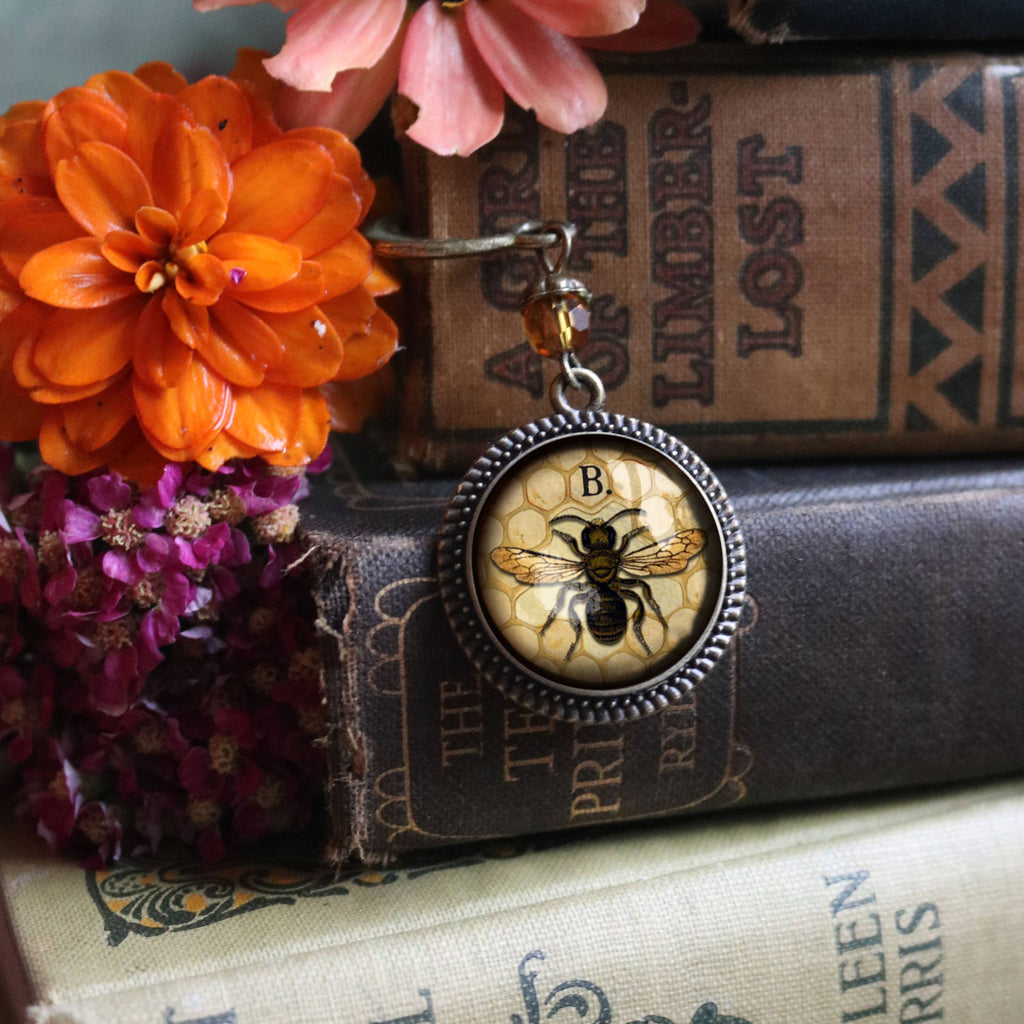 Honey or Worker Bee Bronze and Glass Cabochon Bookmark
