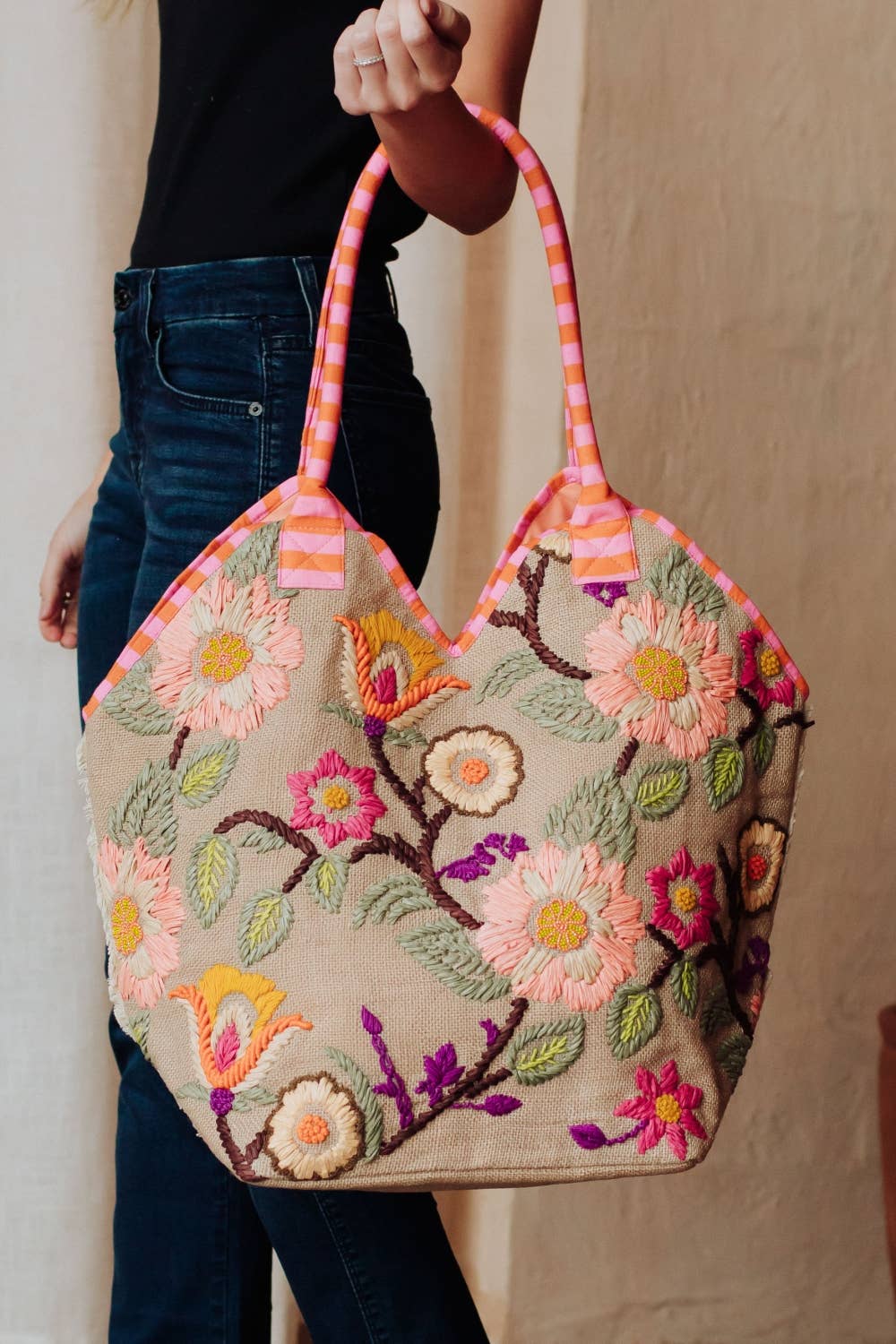 Orange, Pink & Multicolored Floral Tote
