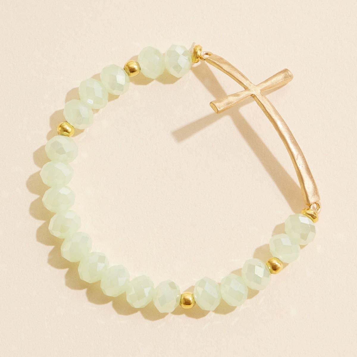 Beaded Cross Bracelet – Colorful Crystal Stretch Jewelry with Gold or Silver Cross Charm