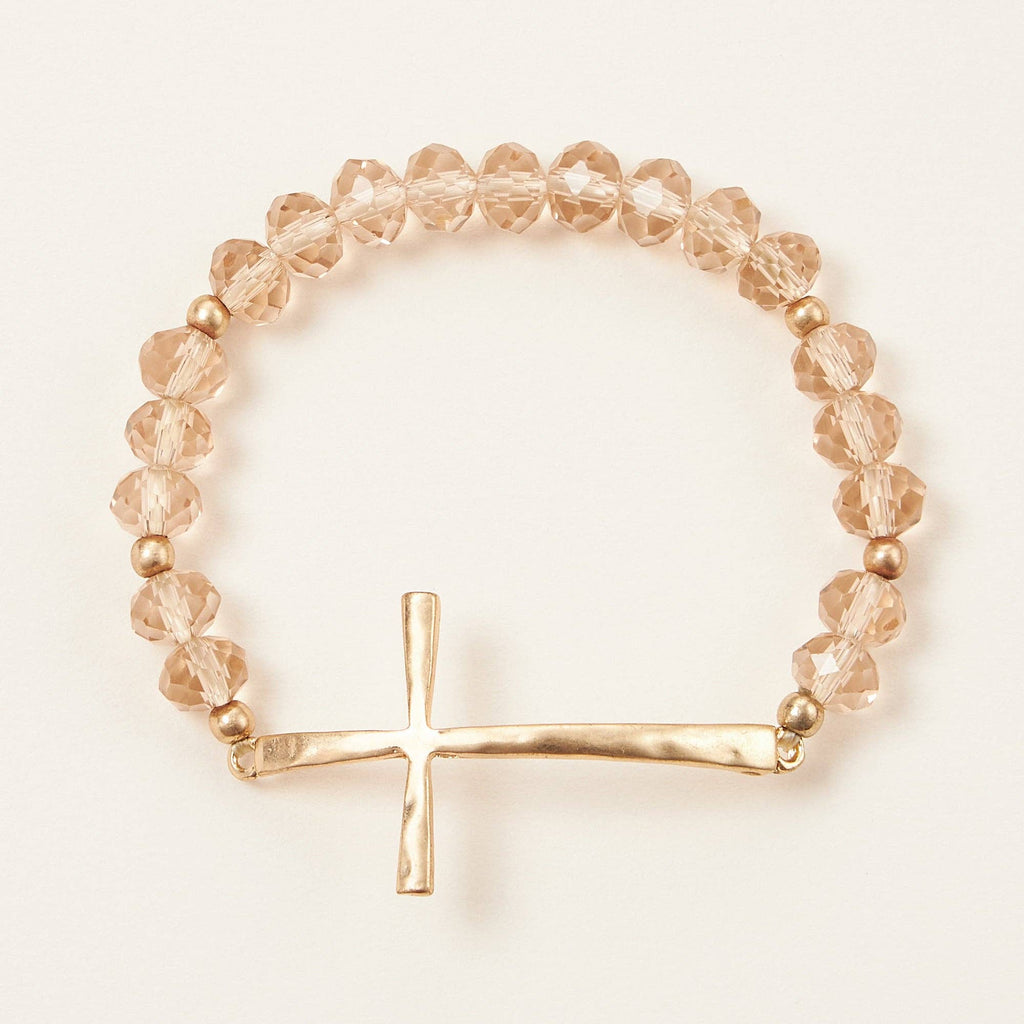 Beaded Cross Bracelet – Colorful Crystal Stretch Jewelry with Gold or Silver Cross Charm