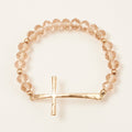 Beaded Cross Bracelet – Colorful Crystal Stretch Jewelry with Gold or Silver Cross Charm