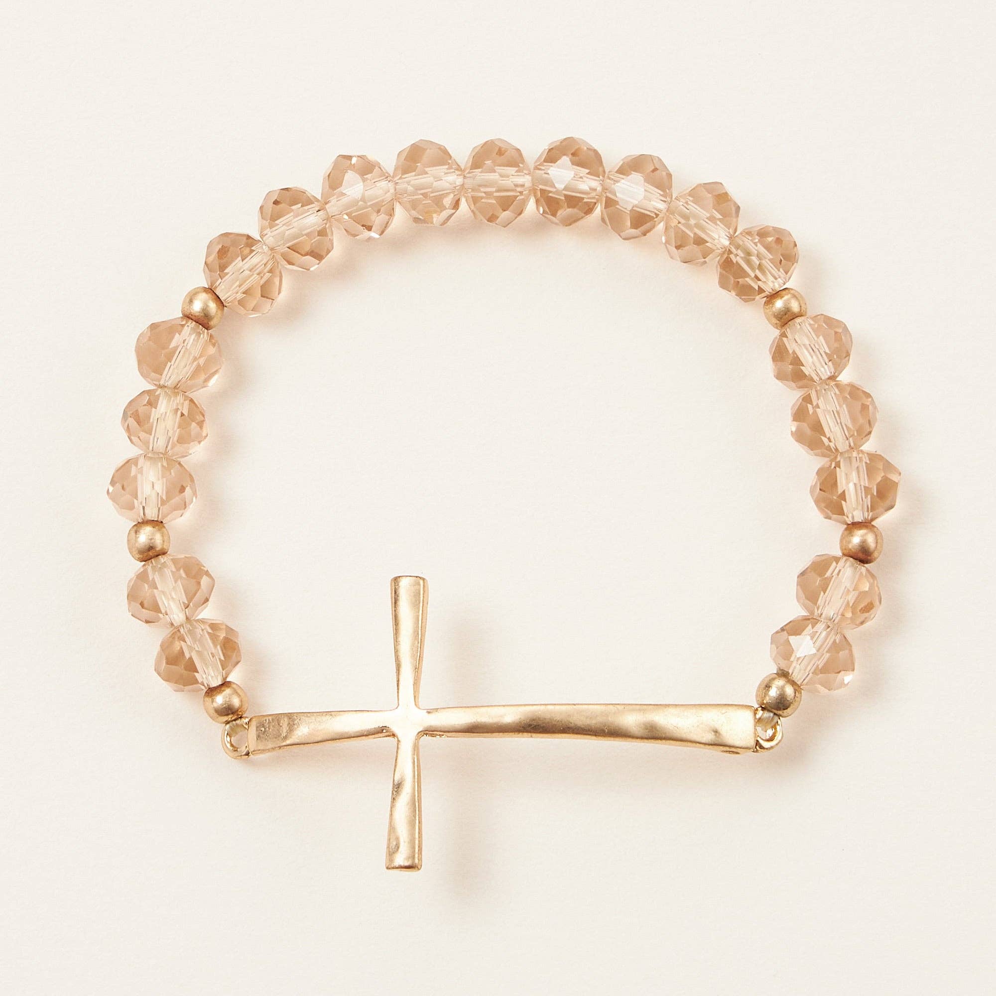 Beaded Cross Bracelet – Colorful Crystal Stretch Jewelry with Gold or Silver Cross Charm