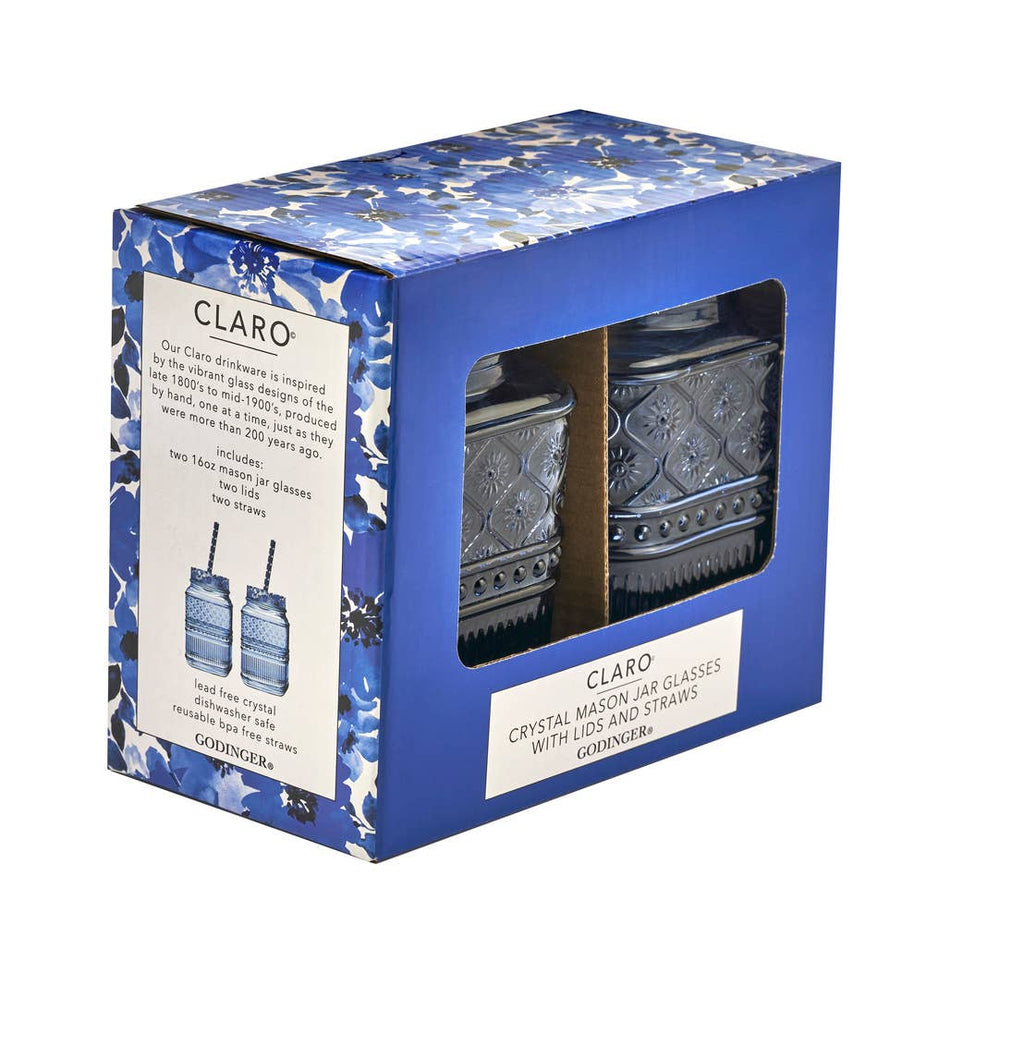 Claro Mason Jars 16 oz Set of 2