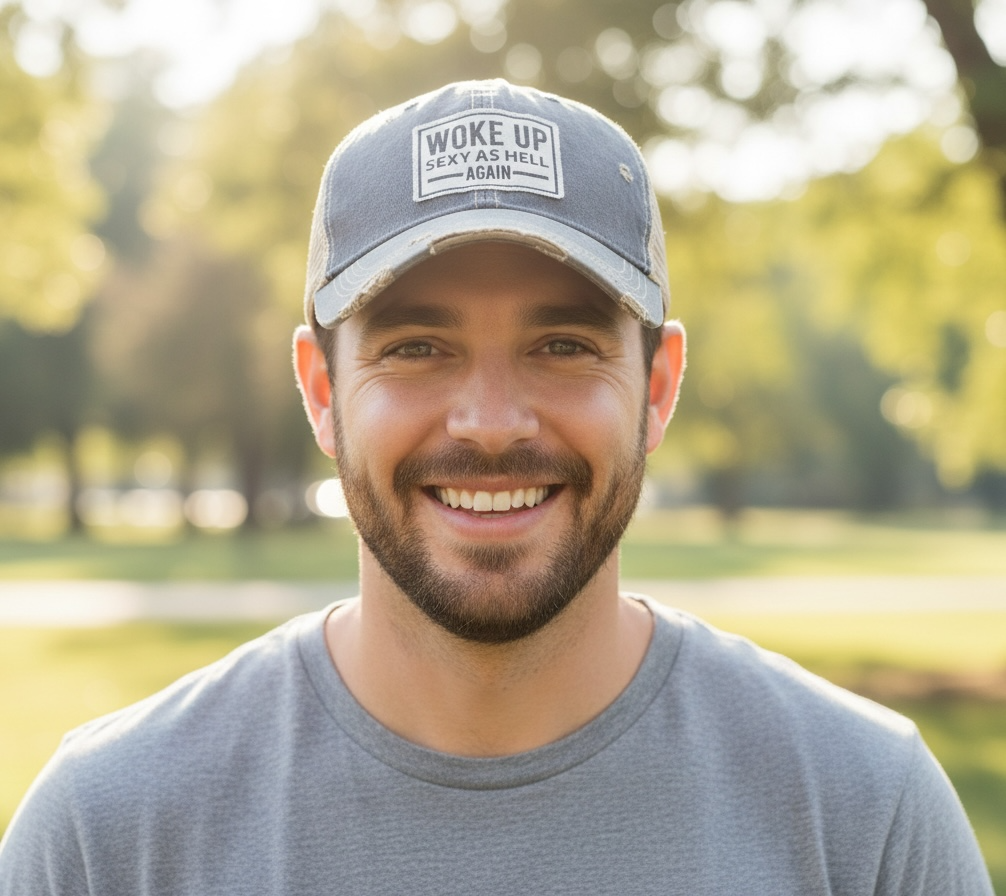 Woke Up Sexy As Hell Again Distressed Trucker Cap Baseball