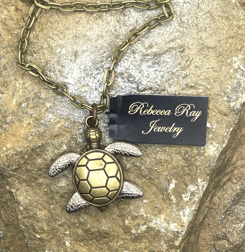 Vintage Two Toned Turtle Necklace