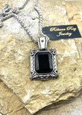 Vintage  Silver and Black Statement Boho Charm Necklace