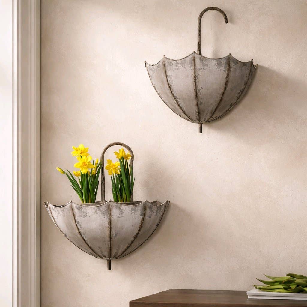 Umbrella Planters Set of 2 13in and 10inH