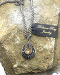 Silver Crystal Charm Statement Necklace