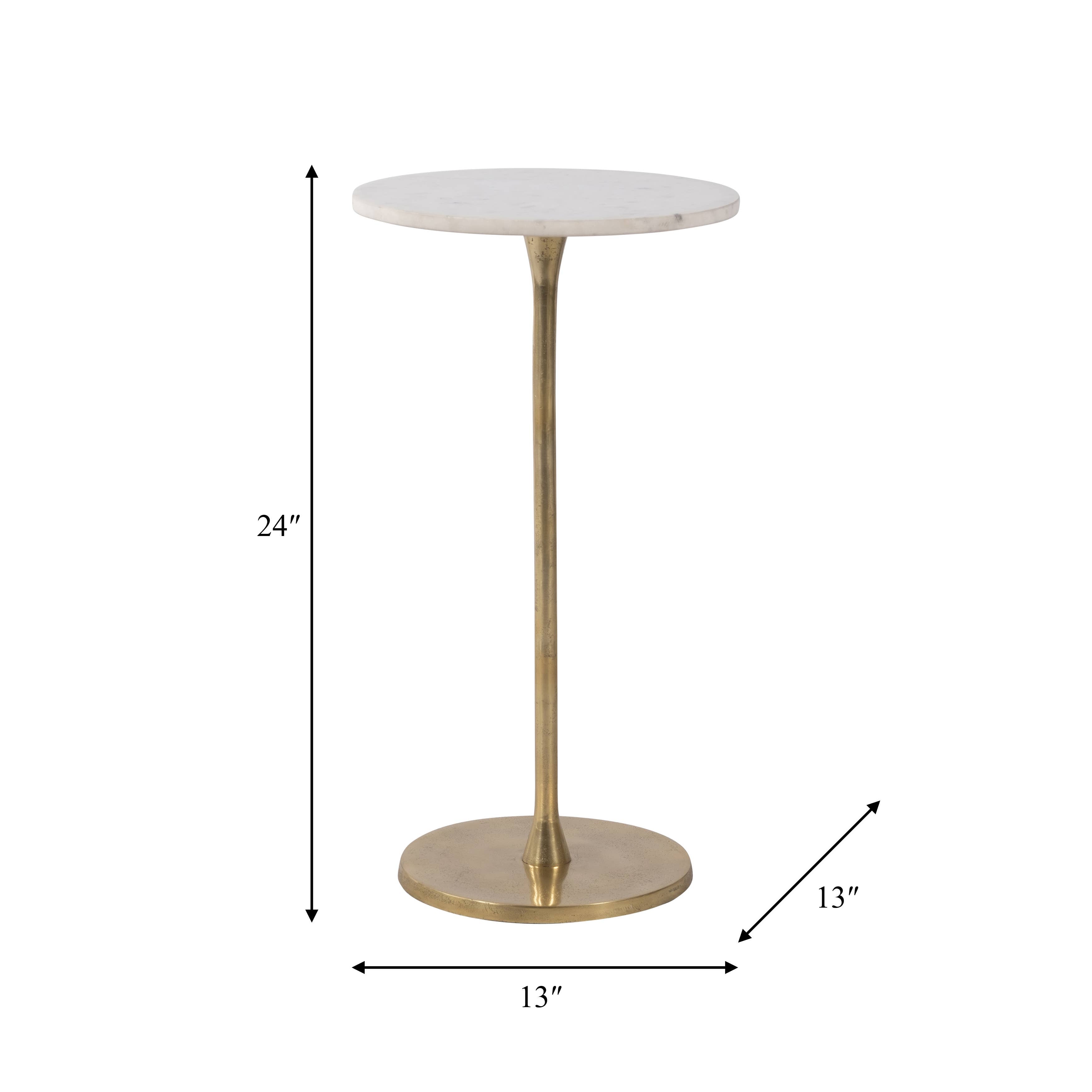 End Table - Gold/White Marble Top Metal Round Base, 24 in.