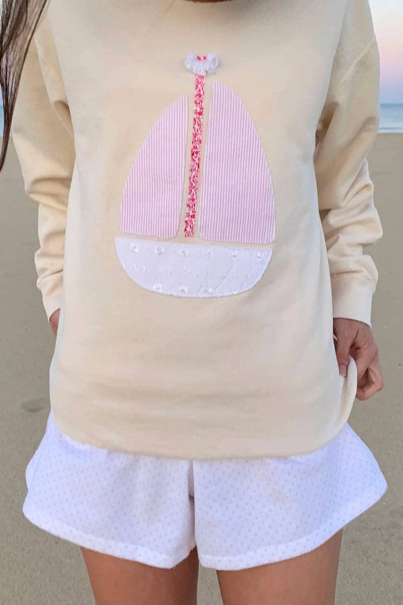 Patchwork Boat Graphic Sweatshirt