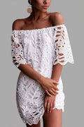 Off-Shoulder Lace Casual Dress