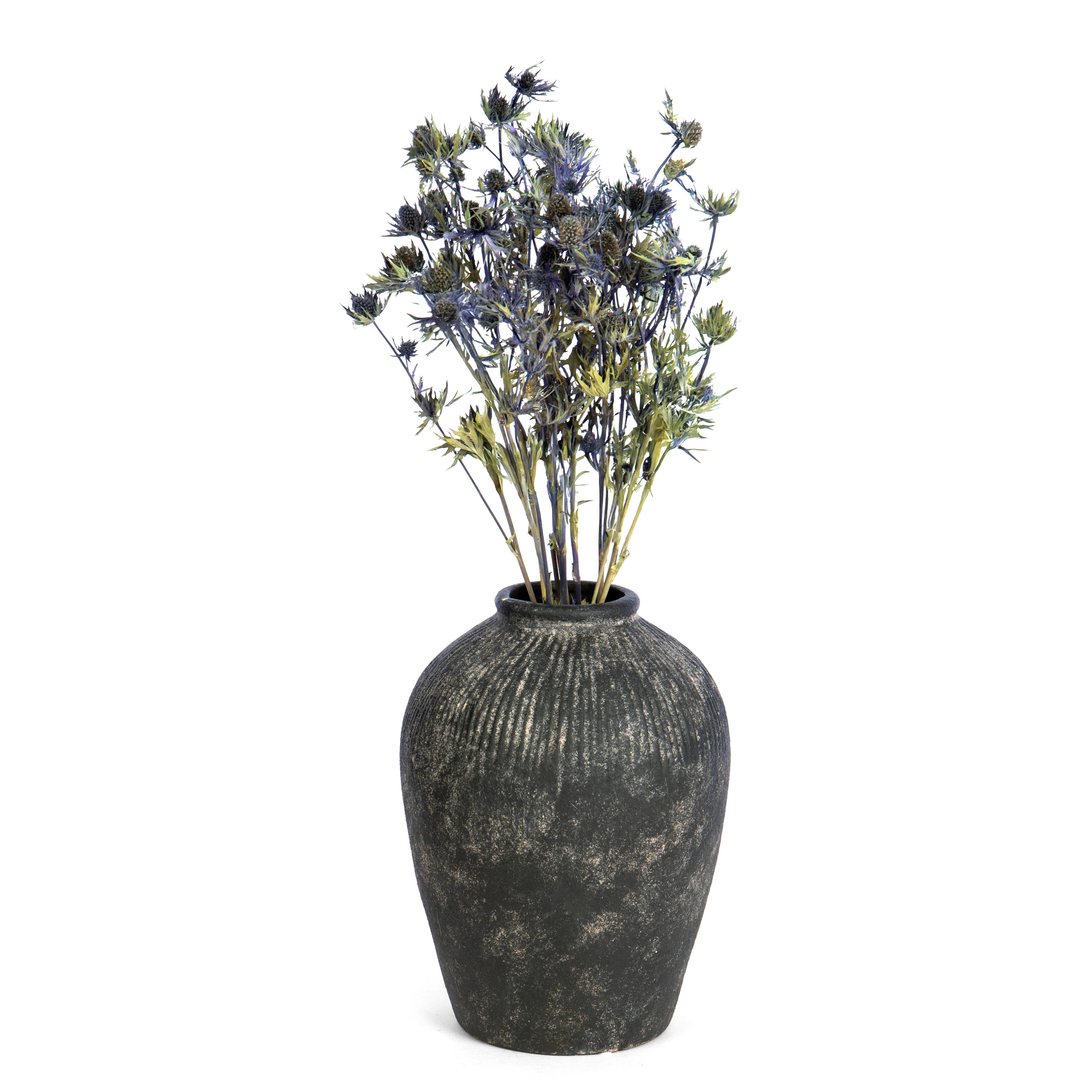 Tall Stoneware Style Terracotta Dark Vase