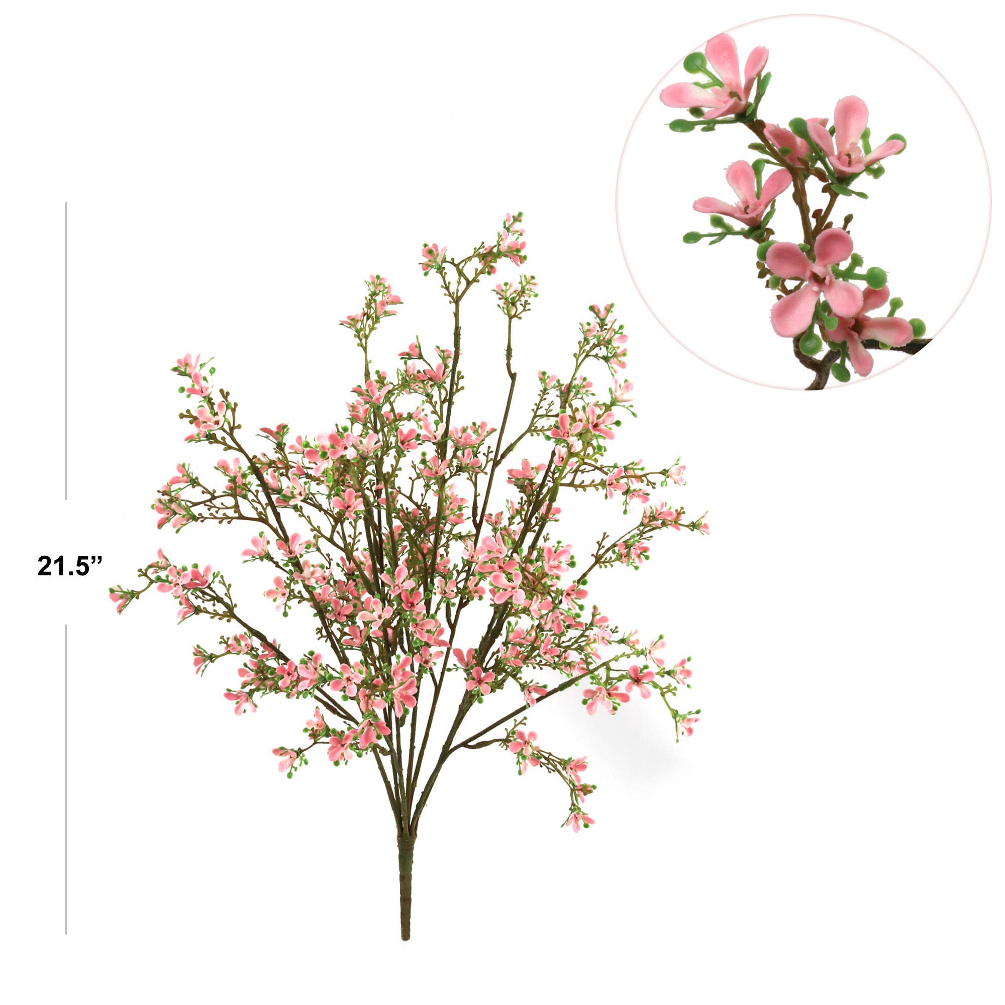 22" Mini Flower Bush Pink Faux