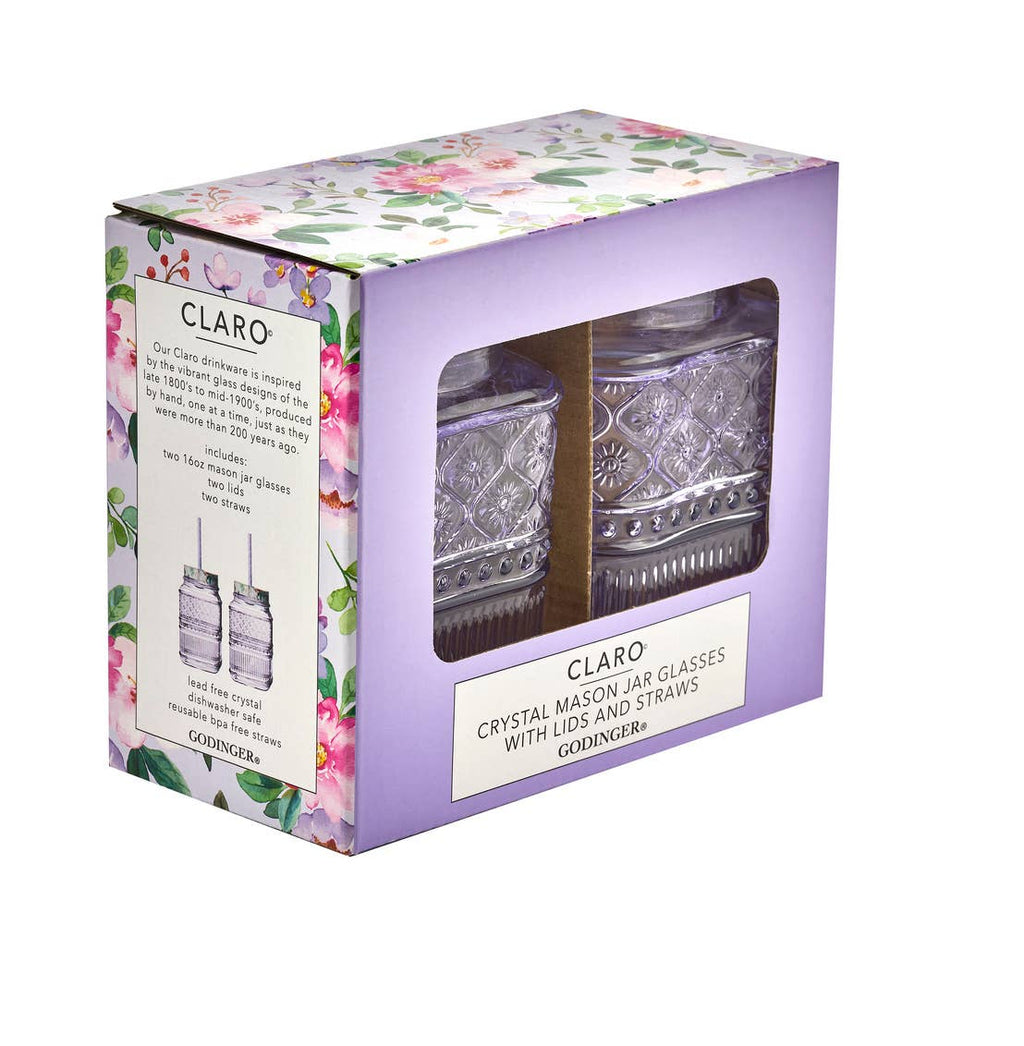 Claro Mason Jars 16 oz Set of 2