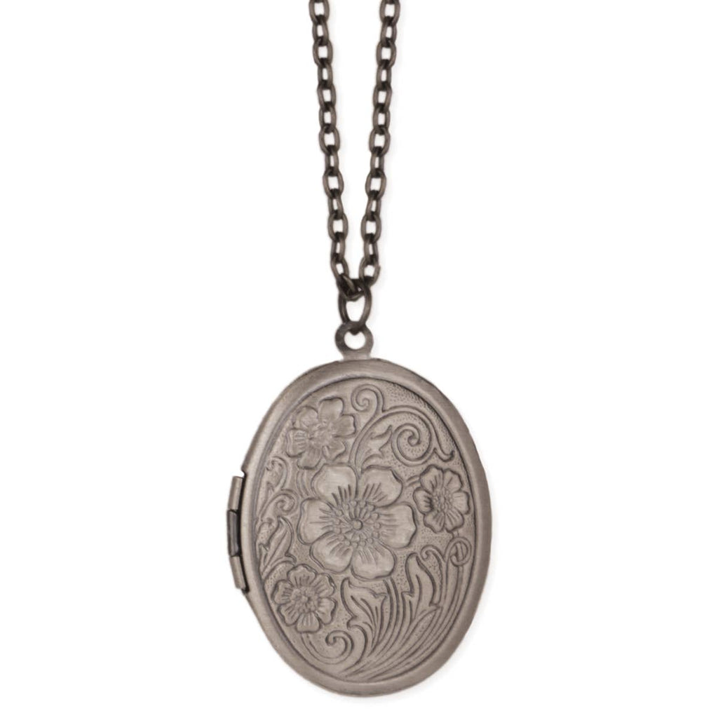 Vintage Memories Silver Floral Locket Necklace