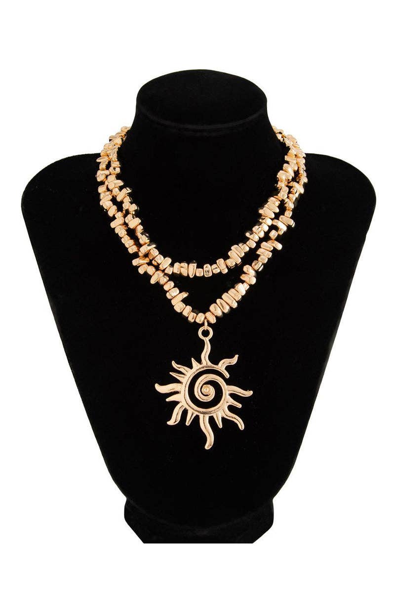 Sun Pendant Statement Necklace