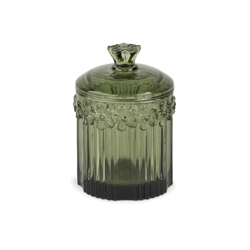 Cottage Bloom Tall Green Vintage Glass Vessel