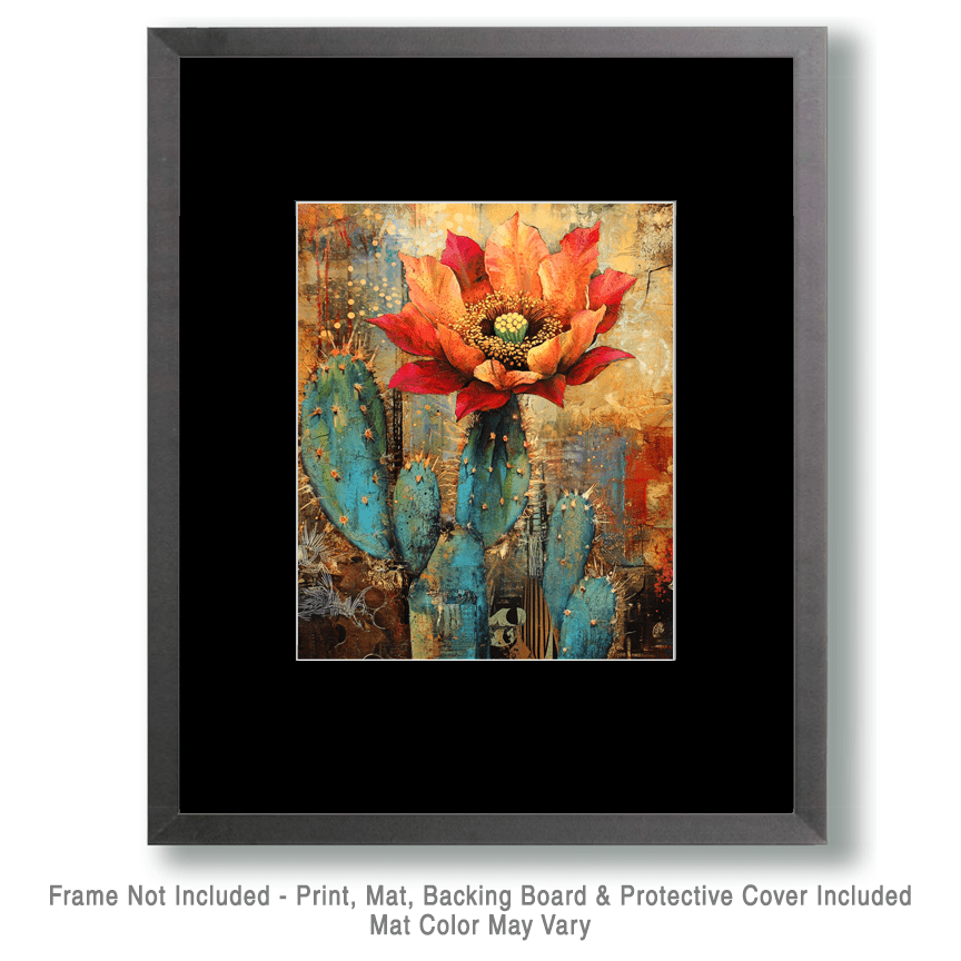 Grunge Desert Flora - Western and Southwestern Art Prints – 8″x10″ Artwork for 11″x14″ Frame
