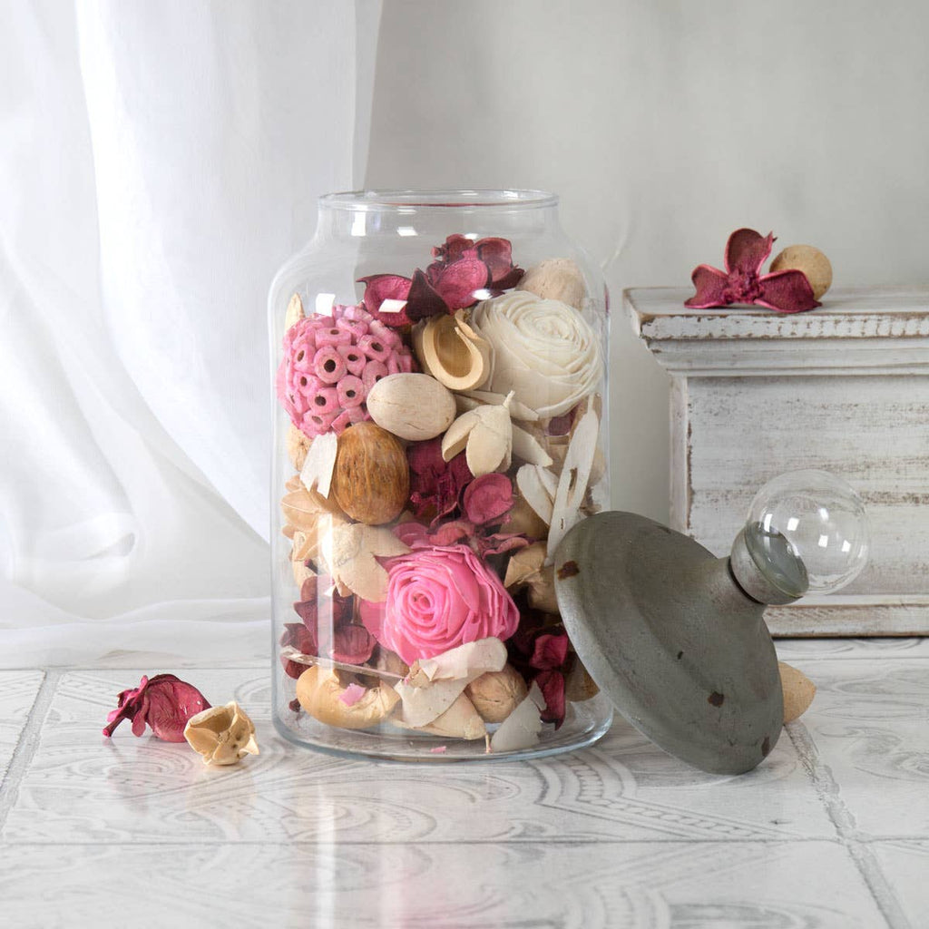 RD GLASS JAR W/METAL LID
