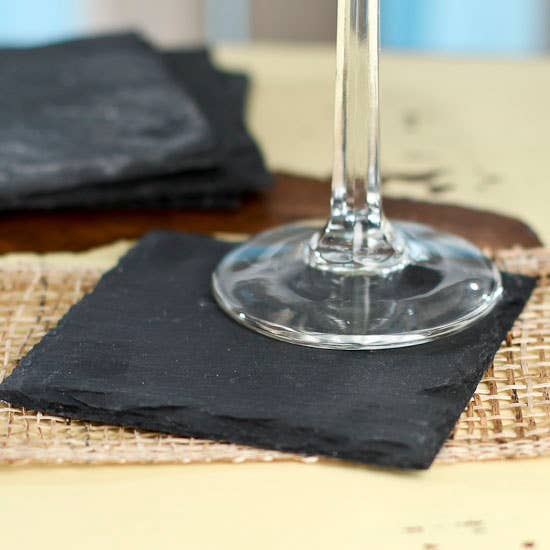 Set of 4 Square Natural Slate Coasters -