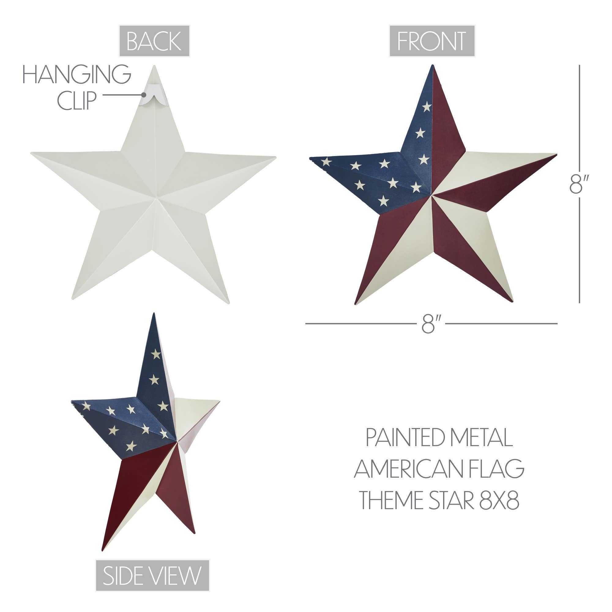 American Flag Star Patriotic Decor 8x8