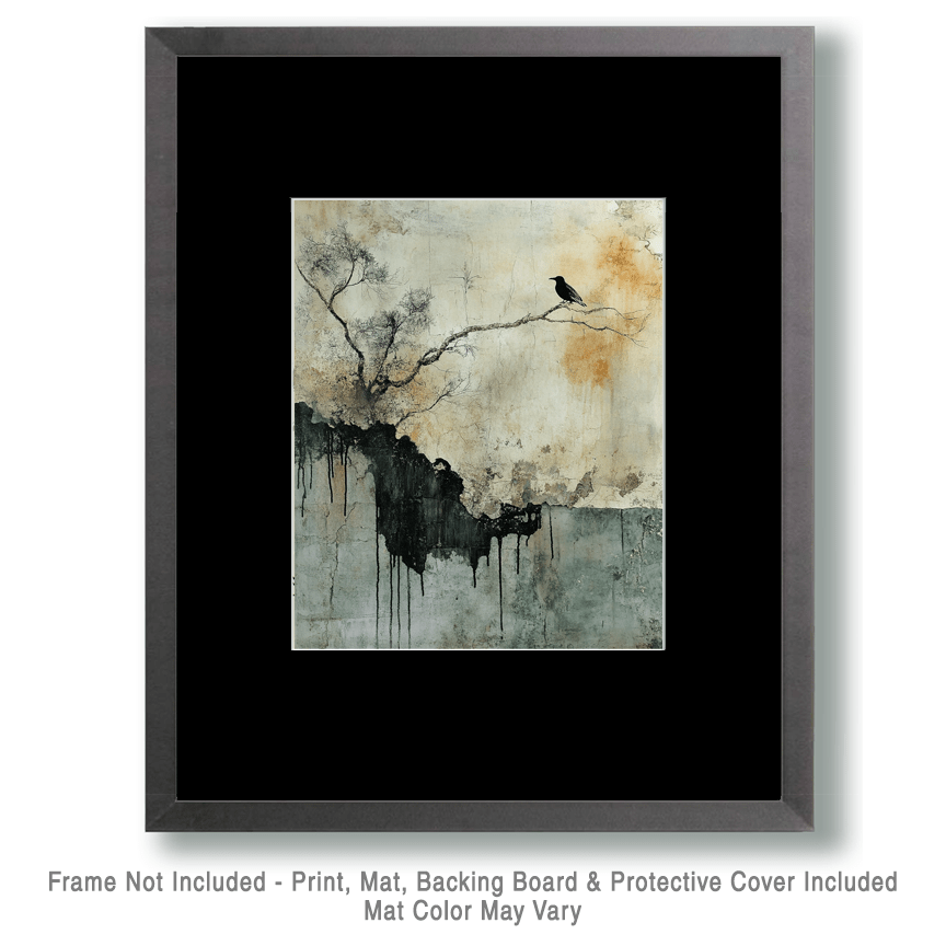 Wabi-Sabi Bird - Zen Art for Meditation Home Decor Wall Art Prints – 8″x10″ Artwork – 11″x14″ Matte