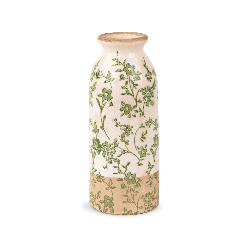 Cottage Bloom Tall Green Floral Bud Vase