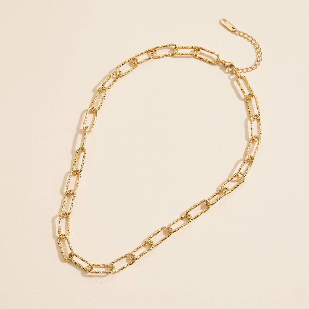 Chain Linked Gold Dip Stainless Steel Short Necklace