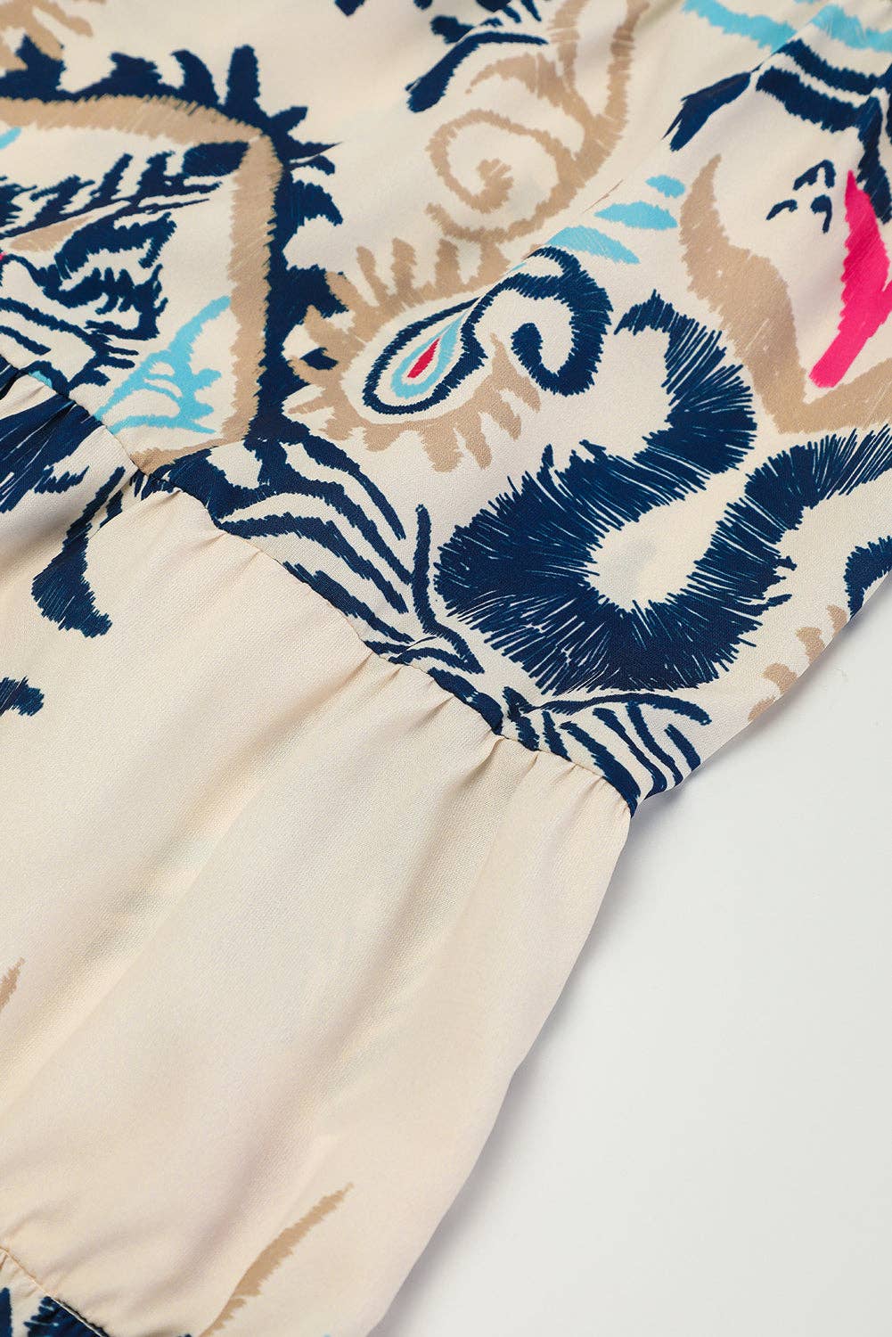 Boho Print Tiered Bell Sleeve Button Front Mini Dress