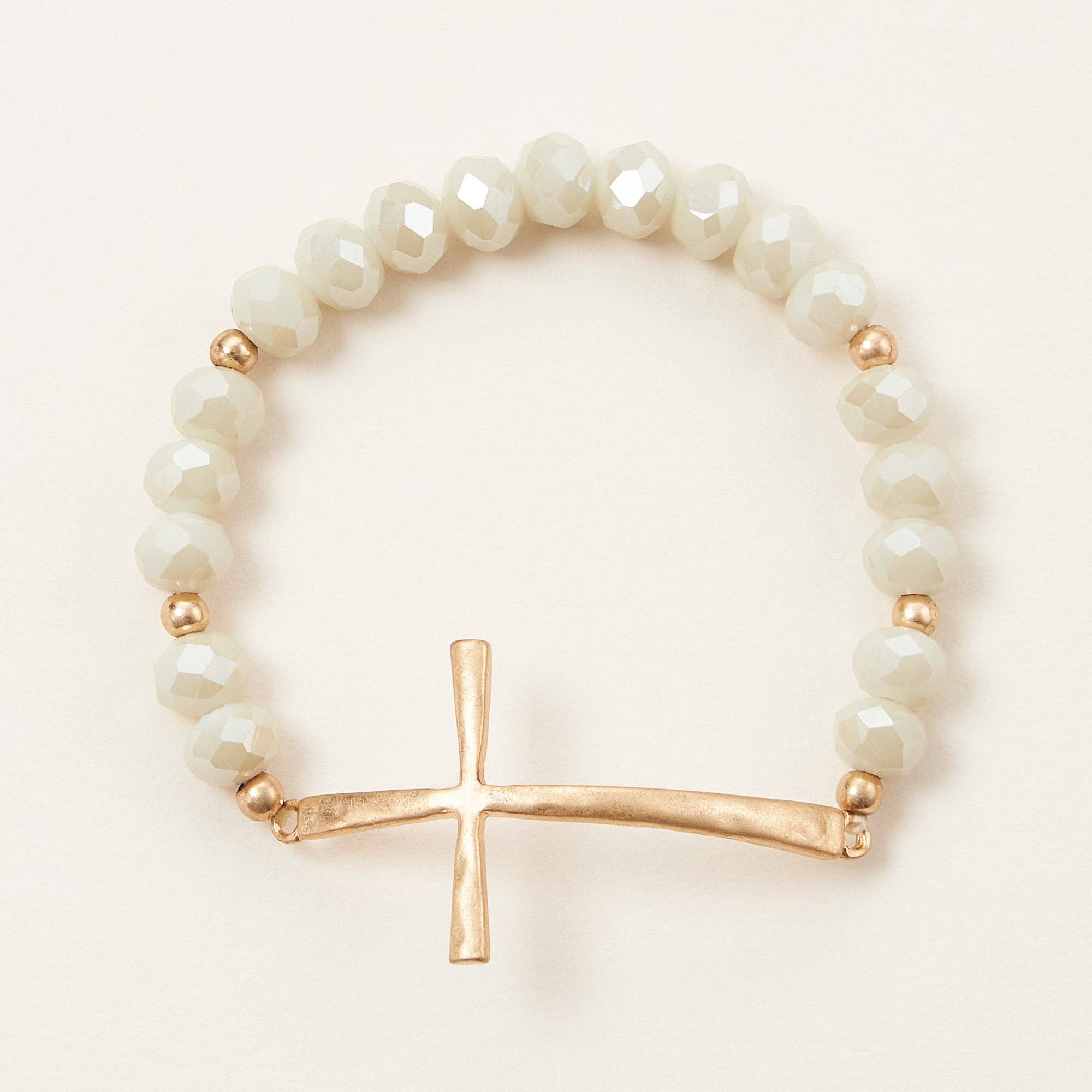 Beaded Cross Bracelet – Colorful Crystal Stretch Jewelry with Gold or Silver Cross Charm