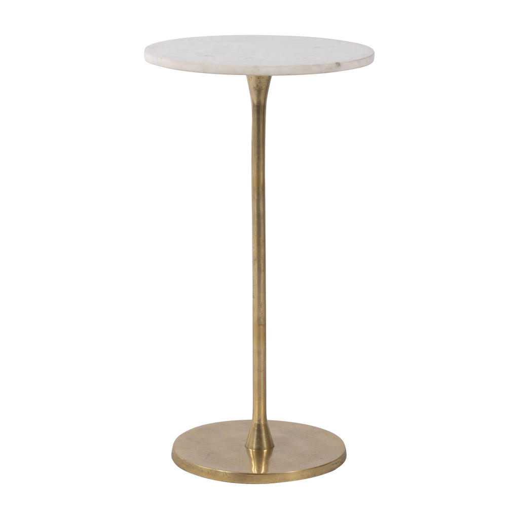End Table - Gold/White Marble Top Metal Round Base, 24 in.