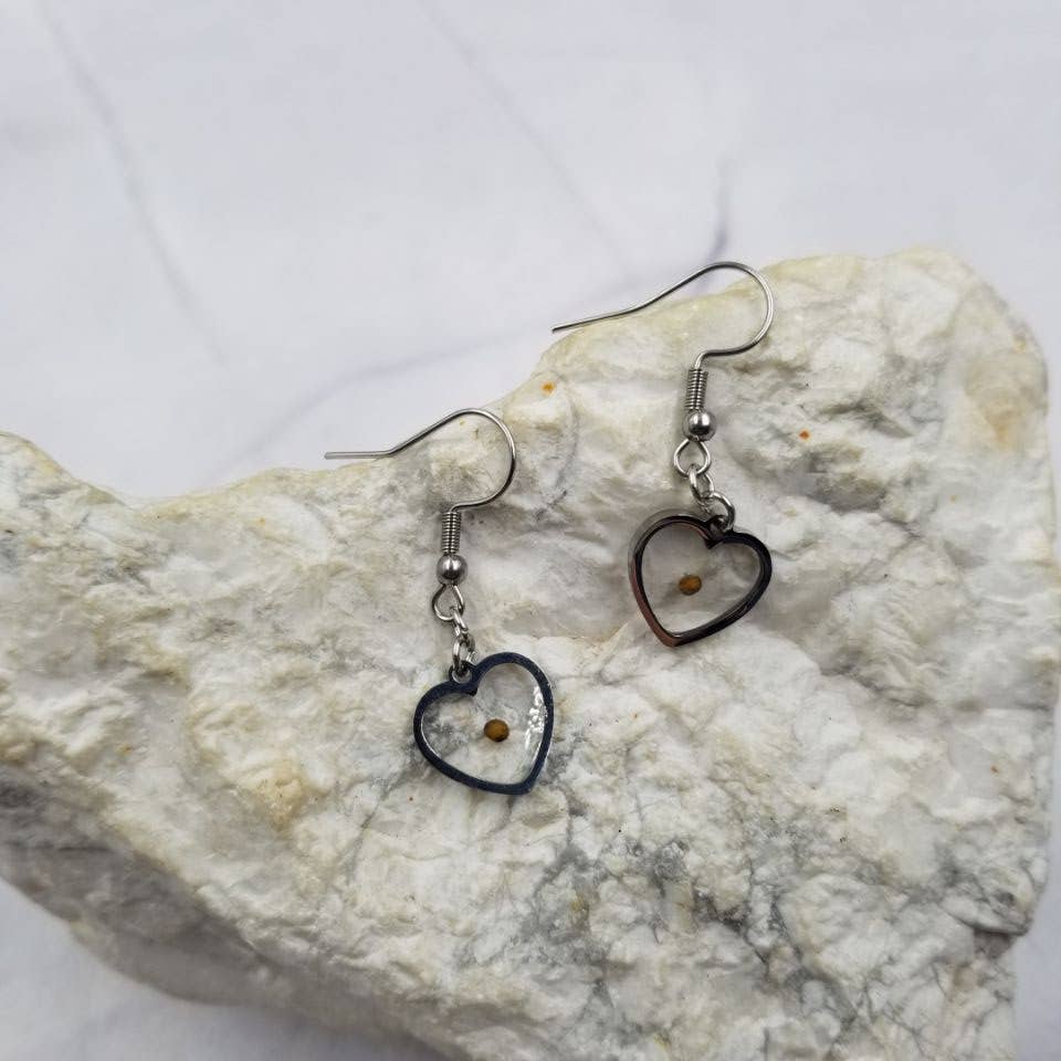 Mustard Seed Heart Earrings