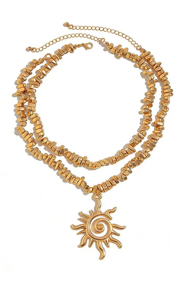 Sun Pendant Statement Necklace