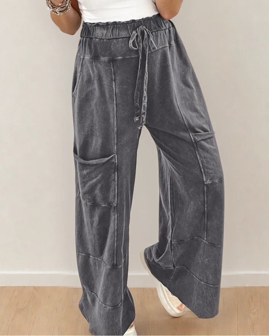 Teagan Grey High Waist Pants | Wide-Leg Pants | Cotton