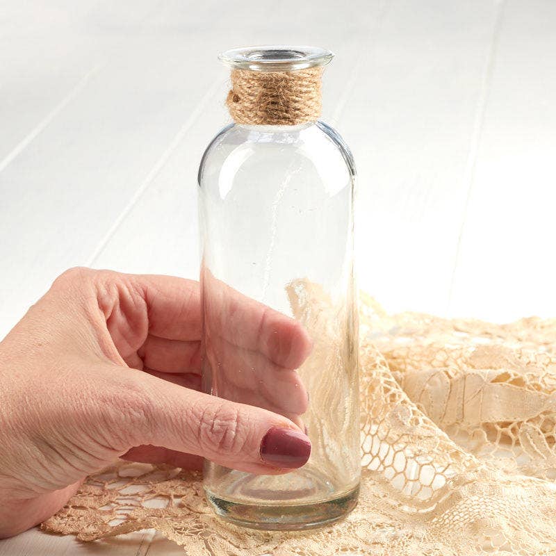 Jute Embellished Small Glass Apothecary Bottle - Select Size