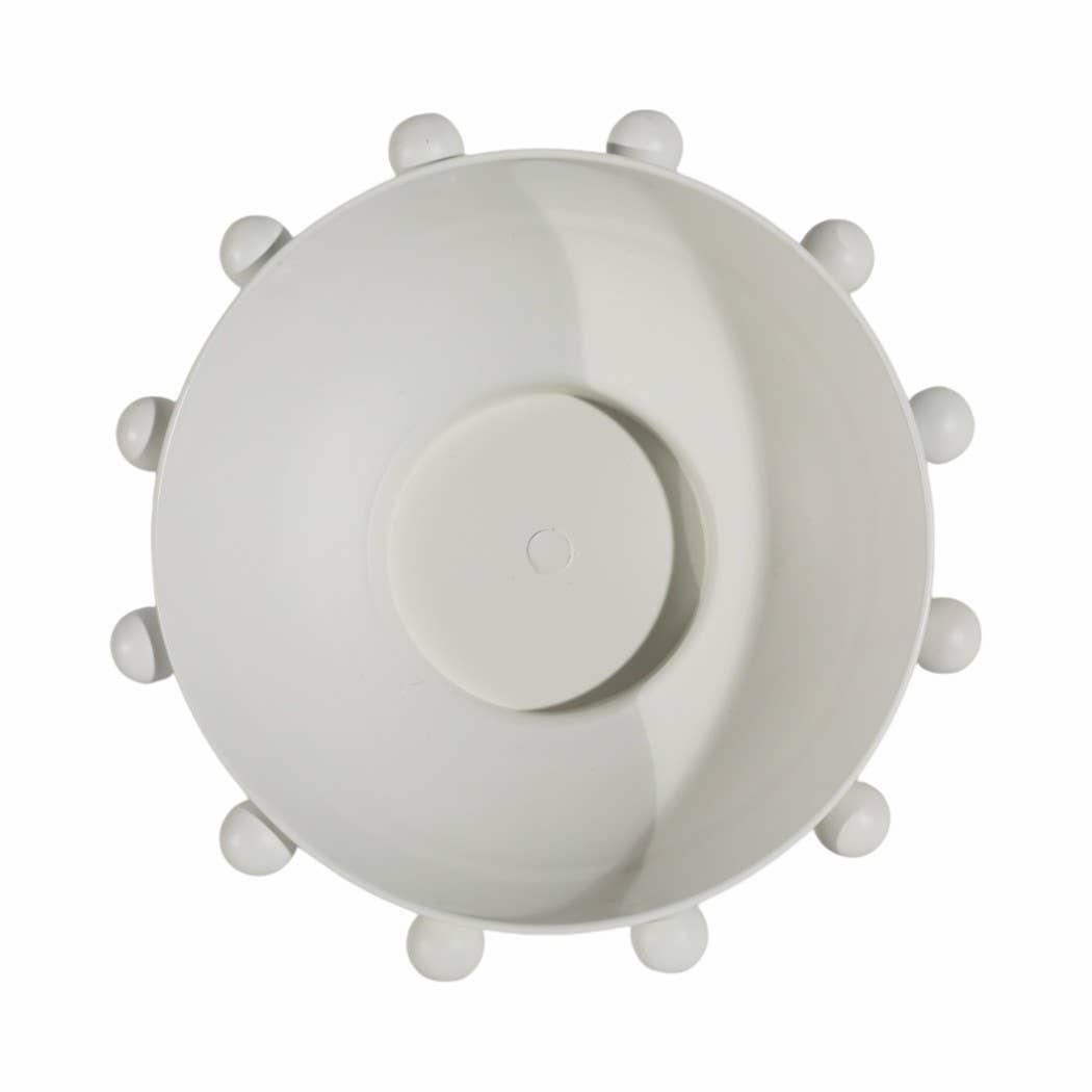 Decorative Bowl - White Iron/Fir Wood Hobnail, 11 in.