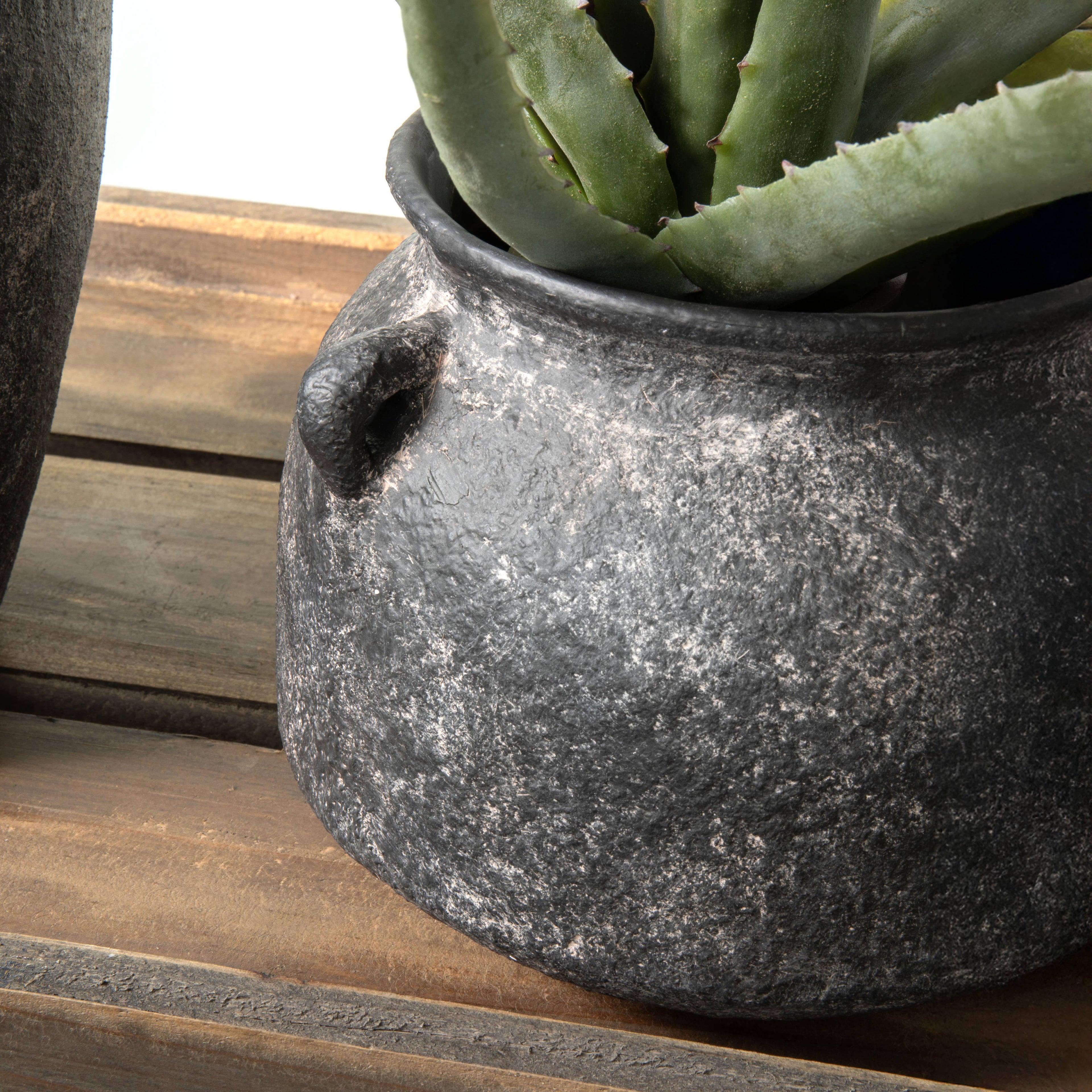 Round Terracotta Dark Vase w/ Side Handles