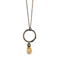 Banjara Antiqued Ring Necklace with Yellow Aventurine Stone