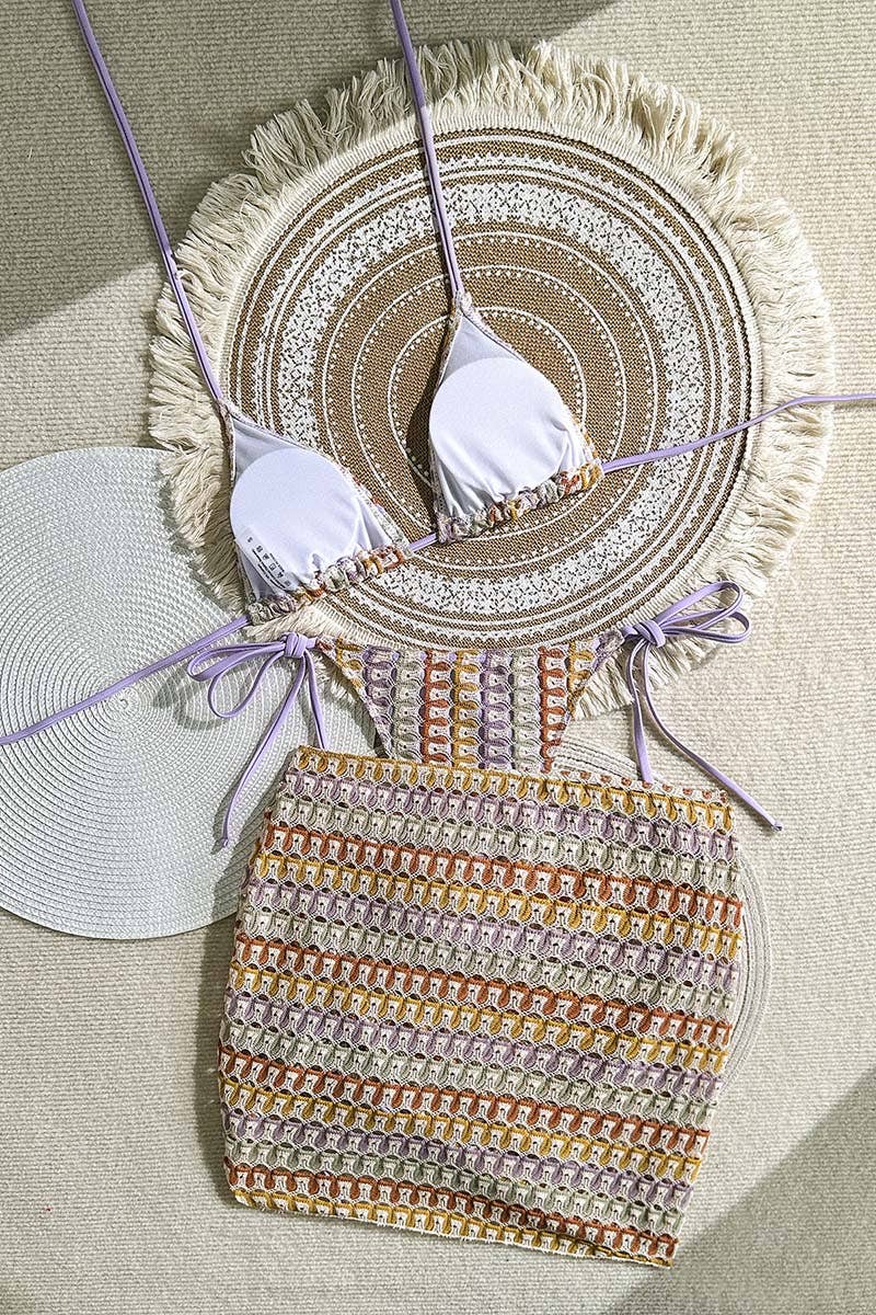 Patterned Bikini Set with Ruched Details
