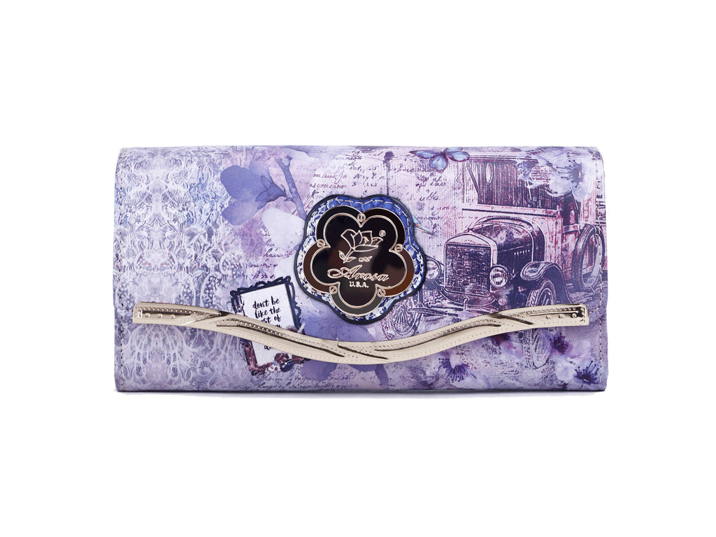 Arosa Vintage Car and Floral Tri-fold Wallet